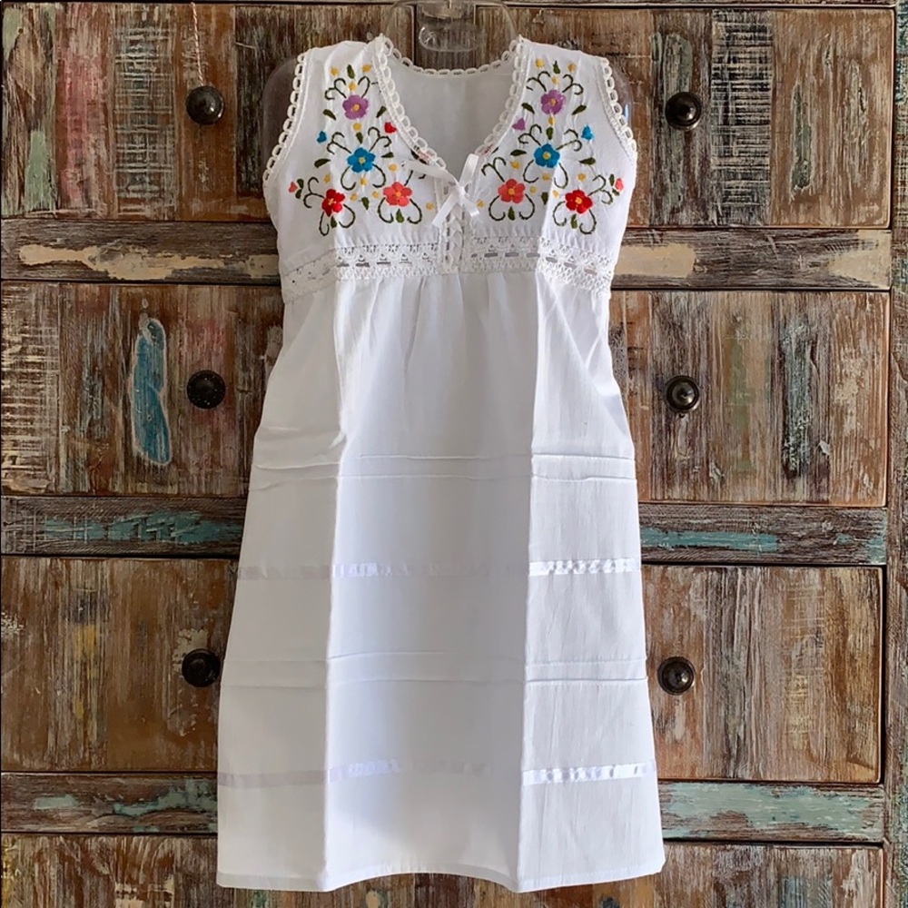 Girls Mexican Dress Hand Embroidered.